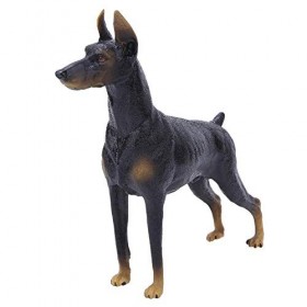 Solide Simulation Noir Doberman Modèle, En Plastique Chien Animal Collection Décoration Début Jouet Éducatif pour Enfants