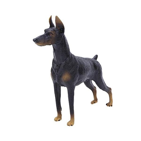 Solide Simulation Noir Doberman Modèle, En Plastique Chien Animal Collection Décoration Début Jouet Éducatif pour Enfants