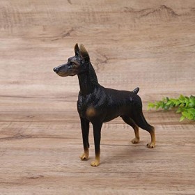 Solide Simulation Noir Doberman Modèle, En Plastique Chien Animal Collection Décoration Début Jouet Éducatif pour Enfants