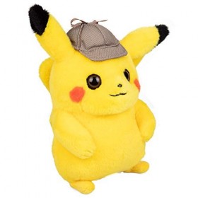 Bandai - Pokémon - Film Détective Pikachu - Peluche Détective Pikachu - Peluche 20 cm toute douce de Pikachu avec sa casquett