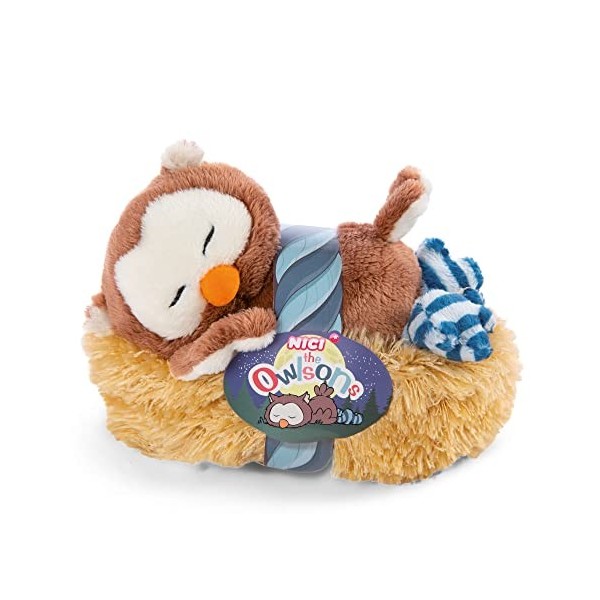 NICI endormi 12 cm – Peluches Filles, Garçons et Bébés – Jouet Douillet Animal Chouette pour Collectionner, Jouer et Dormir –