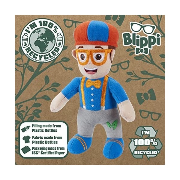 Blippi Eco Soft Toy, 100% Recycled materials, Blippi Gift, Sustainable Toy, Supersoft Plush