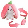 MEZHEN Lapin Jouets Peluche Fraises Lapin Jouets Peluche Bunny Rabbit Stuffed Animal Plush Toy pour Enfant Cadeau danniversa