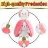 MEZHEN Lapin Jouets Peluche Fraises Lapin Jouets Peluche Bunny Rabbit Stuffed Animal Plush Toy pour Enfant Cadeau danniversa