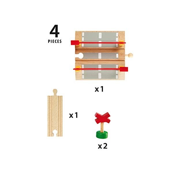 Brio World - 33388 - Passage à Niveau - Accessoire pour circuit de train en bois - Action de jeu sans pile - Jouet pour garço