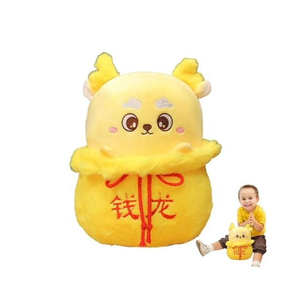 Ohicki Peluche Dragon du Nouvel an Chinois 2024 - Poupée Mascotte Dragon Traditionnel du Nouvel an Chinois,Accessoire de Sac 