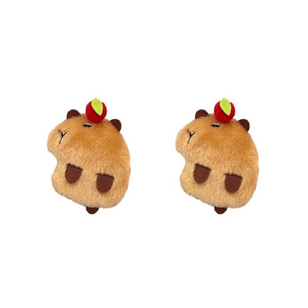 Capybara Lot de 2 porte-clés en peluche Capybara de 9,9 cm - Joli porte-clés en peluche Capybara - Porte-clés en peluche Capy