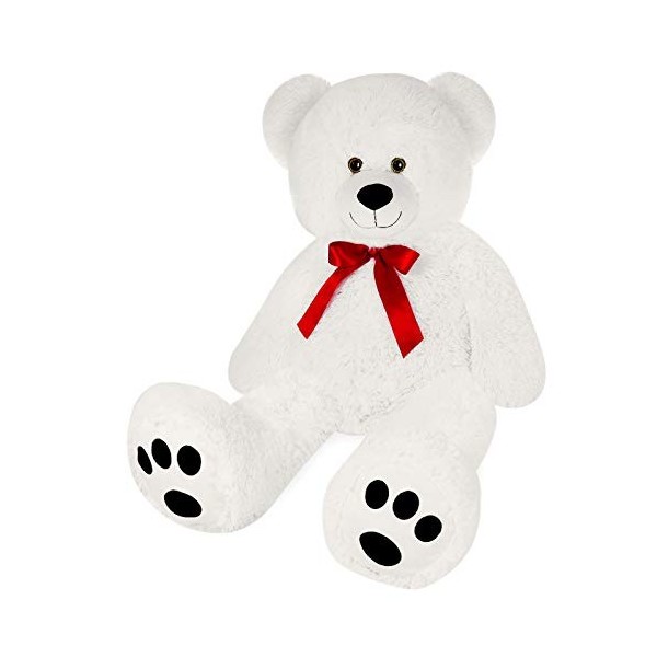 Deuba Ours en Peluche Nounours L Blanc Doudou Peluche Ours en Peluche Teddy Modèle 50 cm