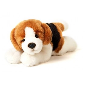 Uni-Toys - Chiot Beagle couché - 24 cm Longueur - Chien en Peluche, Animal de Compagnie - Peluche