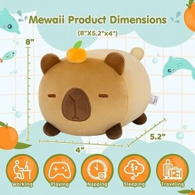 Mewaii Peluche Coussin Oreiller danimaux Kawaii Capybara Orange Jouets en Peluche Douce et Confortable Coussins en Peluche M