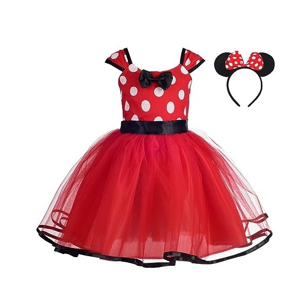 Lito Angels Deguisement Robe Princesse Minnie Enfant Fille, Anniversaire Fete Halloween Carnaval, avec Oreilles de Souris Ser