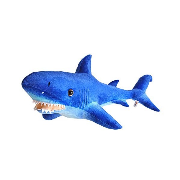 Xshelley Jouet en peluche en forme de requin, cadeau pour enfants, animaux marins, 70-85 cm, bleu foncé - 85 cm