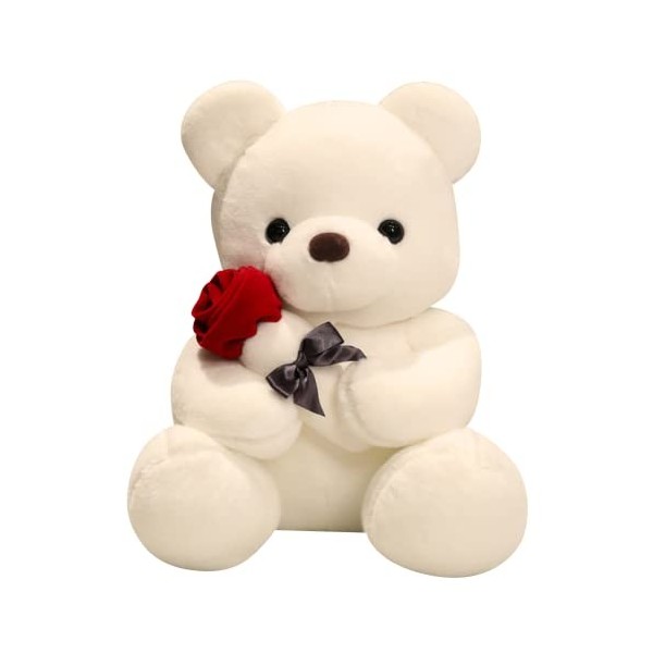 Ours en peluche avec fleur de rose, super doux et douillet en peluche, ours en peluche en peluche, jouet mignon en peluche, c