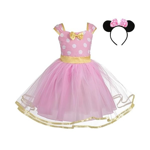 Lito Angels Deguisement Robe Princesse Minnie Enfant Fille, Anniversaire Fete Halloween Carnaval, avec Oreilles de Souris Ser