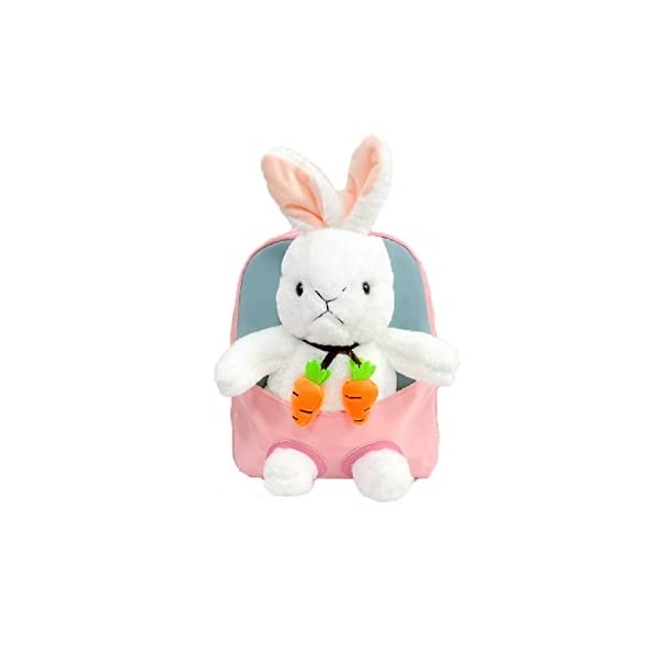 Voici et Voila Mini Sac à Dos Bébé Sac Peluche Lapin Bebé Cartable à Dos Bébé Fille Garon Mini Sac Dessin Animé Bebe Creche M