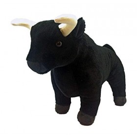 Wild Republic Spanish Bull, Taureau Espagnol, Animal en Peluche, Cuddlekins, 30cm, 20410, Noir