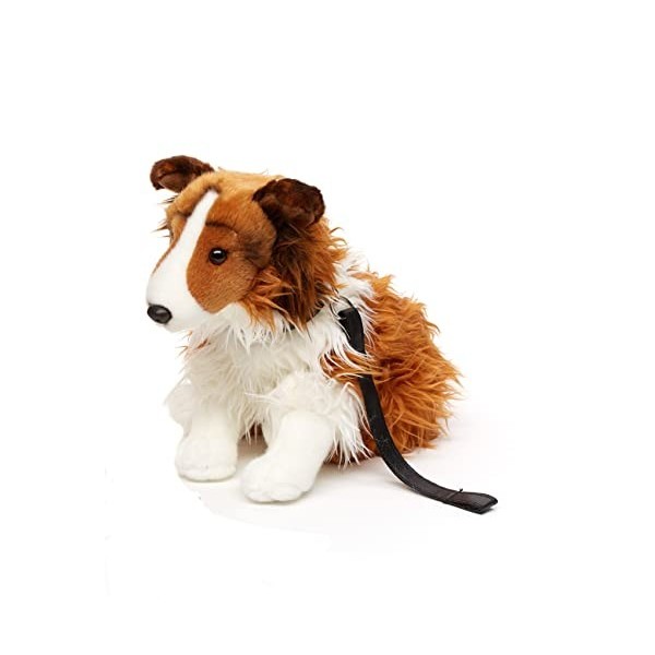 Uni-Toys - Collie à cheveux longs avec laisse assis - visage blanc-brun - 27 cm hauteur - chien en peluche, collie, animal 