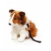 Uni-Toys - Collie à cheveux longs avec laisse assis - visage blanc-brun - 27 cm hauteur - chien en peluche, collie, animal 