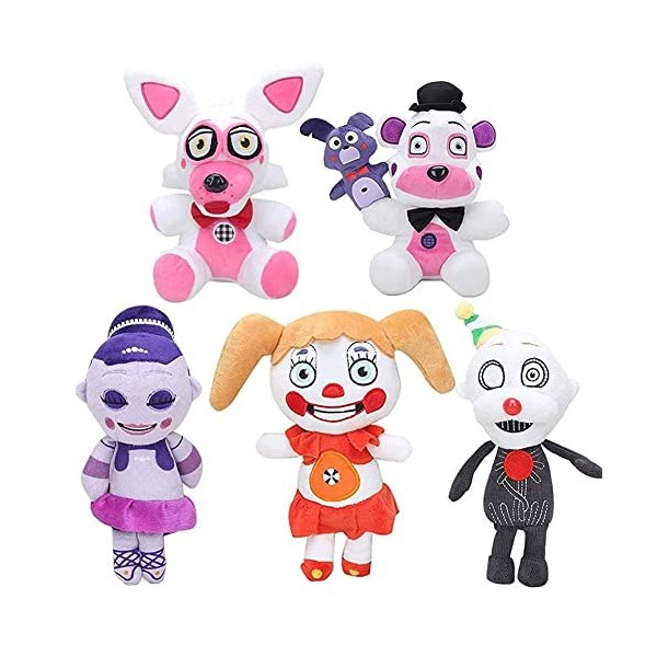 QJIRZB Funtime Foxy + Funtime Ours + Ballora + Bébé Cirque + Ennard Set Five Nights Jeu en Peluche FNAF pour Enfants Noël Nou