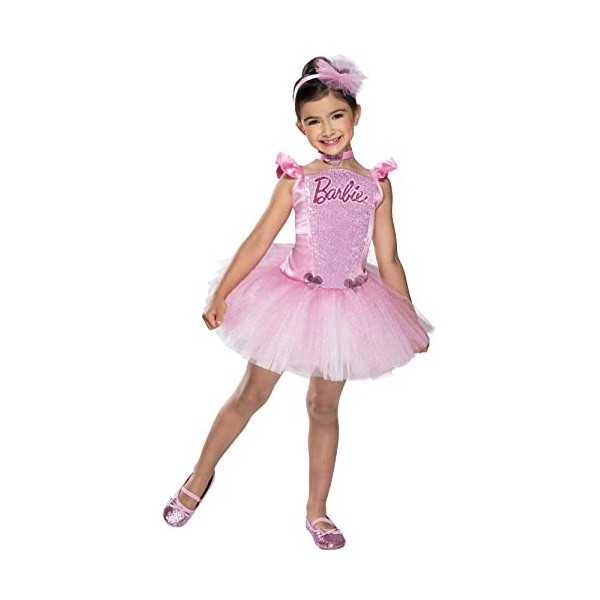 RUBIES - Barbie Officiel - Déguisement Barbie Princesse Sequins pour Enfants - Taille 3-4 ans - Costume avec Robe Tutu de Bal