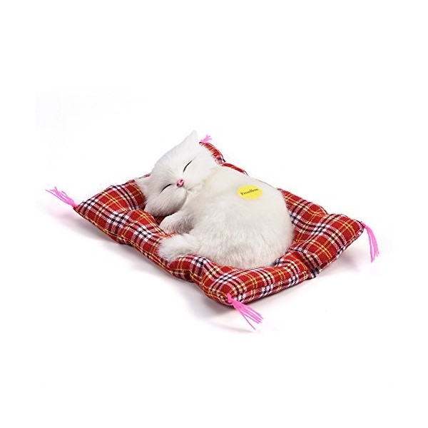 Simulation de Sommeil en Peluche Chat avec Son Mignon, Doux Tapis de Couchage en Peluche Chat poupée décoration de la Maison 