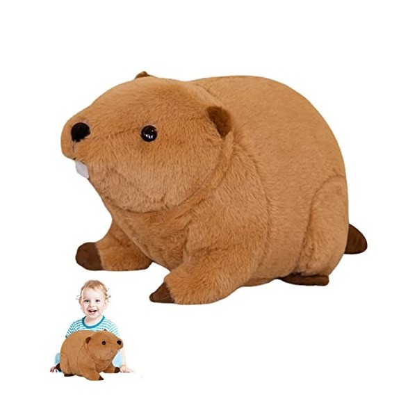 LOSOO Ragondin farci - Adorable Peluche Nutria en Peluche,Nutria Fourrure Jouet Mignon Câlin Poupée en Peluche Résilient Liss