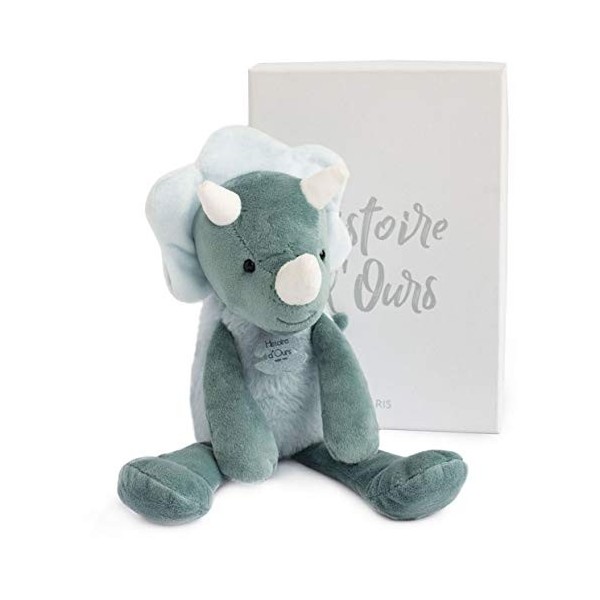 Histoire dOurs - Peluche Dinosaure - Les Sweety Chou - Boite Cadeau - Verte Grise - 30 Cm - Idée Cadeau de Naissance et Anni