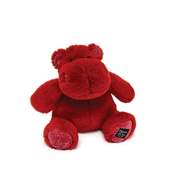 Histoire dOurs - Peluche Hippopotame - HipKiss - Rouge - 25 Cm - Peluche Douce et Mignonne pour les Calins - Idée Cadeau de