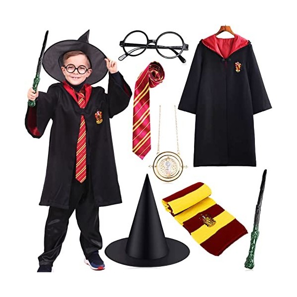 NCKIHRKK Deguisement Harry Potter Enfant 7pcs,Deguisement Sorcier p