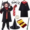 NCKIHRKK Deguisement Harry Potter Enfant 7pcs,Deguisement Sorcier per Enfant Kit daccessoires Déguisement pour Halloween Fêt