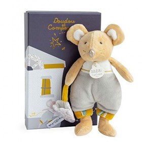 Doudou et Compagnie - Peluche Range-Pyjama Enfant - Souris - 19 cm - Beige - Bulu en Pyjama - La Petite Souris Va Passer - DC