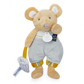 Doudou et Compagnie - Peluche Range-Pyjama Enfant - Souris - 19 cm - Beige - Bulu en Pyjama - La Petite Souris Va Passer - DC