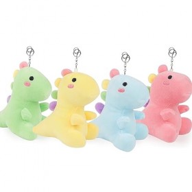 Anboor 4 Pack Petit Animaux en Peluche Dinosaur Plusies Animal Toy avec Porte-Porte-Porte Goodie Bag Fills Dino Plux Toy Part