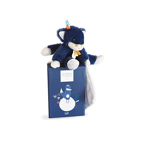 Doudou et Compagnie - Peluche Loup avec Doudou - 21 cm - Bleu - Tiwipi - DC3632