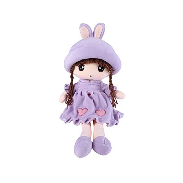 Poupée de Chiffon Fille en Peluche Mignonne Douce Jouet en Peluche Bébé 50CM Poupée Compagnon Bébé avec Chapeau et Jupe Poupo