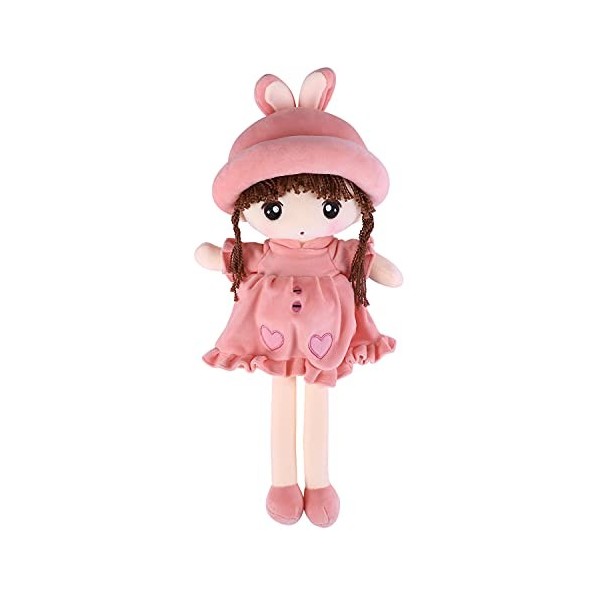 Poupée de Chiffon Fille en Peluche Mignonne Douce Jouet en Peluche Bébé 50CM Poupée Compagnon Bébé avec Chapeau et Jupe Poupo