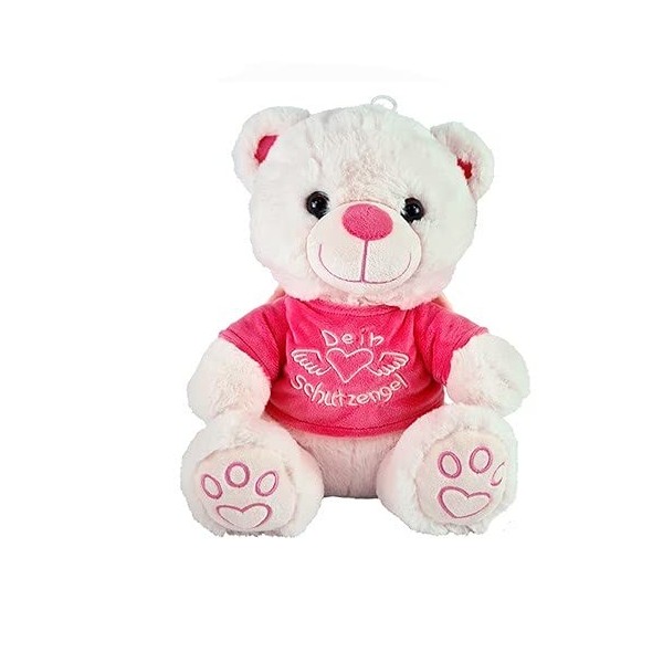 VRasehorn Ange gardien - Ours en peluche assis avec ailes - Env. 32 cm - Ange gardien - Ours en peluche - Ange porte-bonheur 