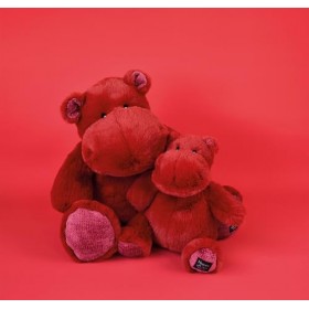 Histoire dOurs - Peluche Hippopotame - HipKiss - Rouge - 25 Cm - Peluche Douce et Mignonne pour les Calins - Idée Cadeau de