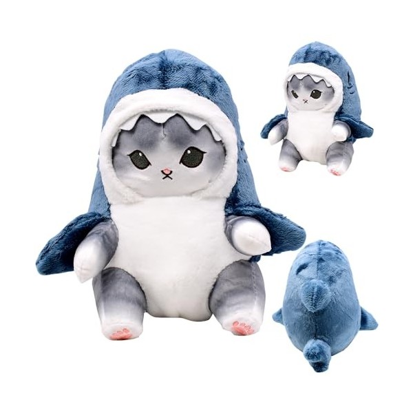 URacon Jouets en Peluche,Poupée en Peluche Chat Requin,Joli Soft Jouet pour Animal en Peluche,Enfants PoupéE doreiller,Convi