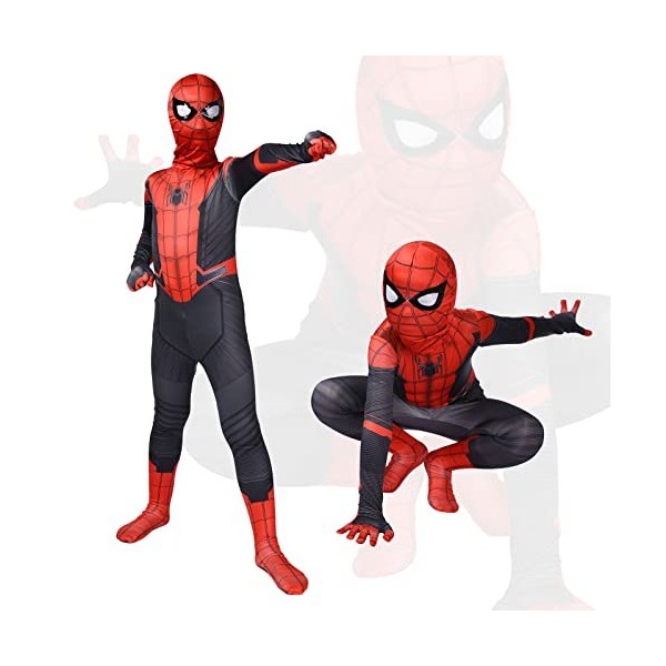 ACWOO Deguisement Spider Enfant, Costume Super Héros Complet, Enfant Spider Jumpsuit Costume, Enfant Déguisement de Spider po