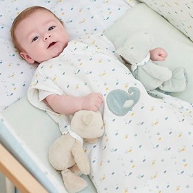 Nattou Mini-Peluche en Polyester, Roméo Le Crocodile, Hochet intégré, env. 20 cm, Roméo, Jules et Sally, Bleu Clair