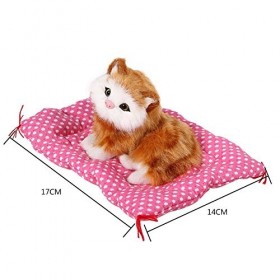 Jouet Chat Peluche Simulation Chaton Cute Jouets avec Son Décoration Maison Bureau Cadeau Enfant Anniversaire 17 * 14cm Colo