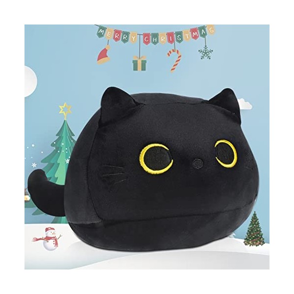 Peluche noire en peluche pour chat - Coussin en peluche - Coussin en peluche - Pour enfant - Cadeau 40 cm 