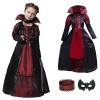 Vampire Deguisement Enfant Fille 5-12 ans Deguisement Vampire Fille avec Masque Costume Vampire Enfant Déguisement Vampire Fi