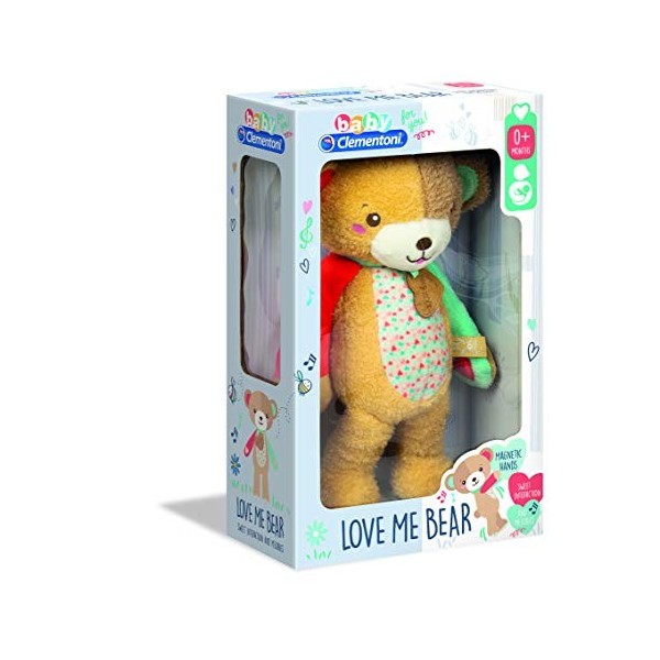 Clementoni Peluche dactivités Ourson-Love Me Bear-Jouet bébé, 0 Mois et Plus, 17267, Multicolore