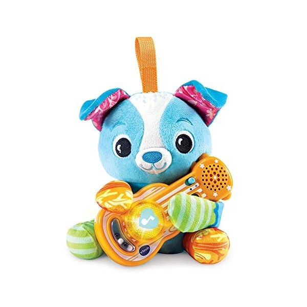 VTech - Tango, Ptit Chien Musicien, Peluche Chiot Bébé avec Guitare Interactive, Éveil Musical, Jouet Poussette, Siège Auto 