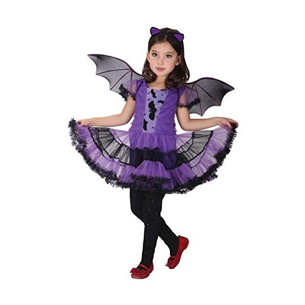 Walaka Festival DéGuisement Enfant Fille Costume Déguisement de Sorcière Fille - Robe de Déguisement Halloween avec Chapeau e