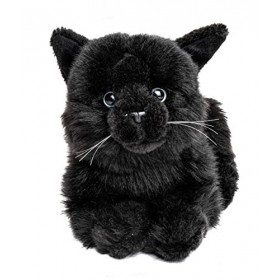 Uni-Toys - Chat Noir, couché - 20 cm Longueur - Chaton en Peluche - Peluche, Doudou