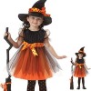 Walaka Festival DéGuisement Enfant Fille Costume Déguisement de Sorcière Fille - Robe de Déguisement Halloween avec Chapeau e