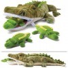 PREXTEX Set de Peluches Crocodile en Peluche avec 3 Petits Bébés Crocodiles en Peluche Set avec Poche de Rangement à Fermetur